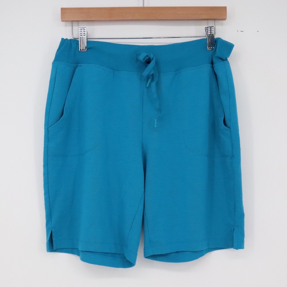 Athletic Works Shorts Womens M Blue Drawstring Recycled Knit Excellent